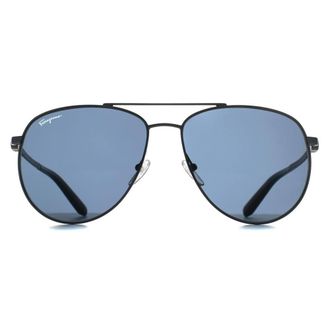 Ferragamo Aviator Dark Gunmetal Blue SF157S in Grey
