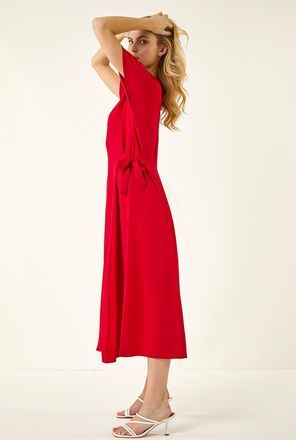 Roman Side Tie Detail Midi Dress