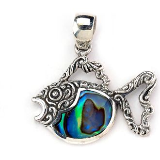 Samuel B. Sterling Silver & Abalone Fish Pendant in Blue And Green at Nordstrom Rack