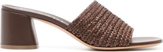 Casadei Hanoi 60mm woven mules - women - Polyurethane/Calf Leather/Leather - 35 1/2 - Brown