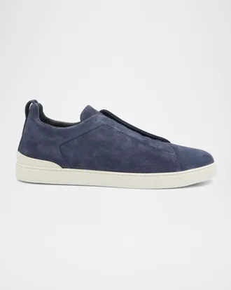 Ermenegildo Zegna Men & apos;s Triple Stitch Suede Sneakers