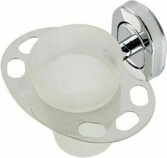 Trade Shop Trade Shop - Porta Spazzolino Dentifricio Con Bicchiere In Vetro Satinato Accessori Bagno