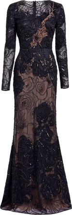 Elie Saab Maxi-jurk verfraaid met kralen - Zwart