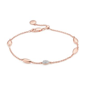 Monica Vinader Rose Gold Nura Teardrop Mixed Station Diamond Bracelet Diamond