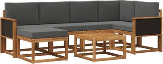 vidaXL Conjunto De Sof&aacute;s De Exterior 7 Uds. Natural Y Antracita Vidaxl
