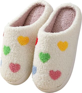 Generic Slippers for Women Fuzzy House Slip On Indoor Outdoor Bedroom Fleece Lined Cozy Slipper Winter Warm Soft Plush Cute Non-Slip Holiday Slippers Ladies C