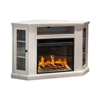 Dmora Dmora - Chimenea El&eacute;ctrica Alonte, Estufa El&eacute;ctrica, Hogar El&eacute;ctrico De Pared, Chimenea Moderna, Made In Italy, 126x78 H81 Cm, Blanco