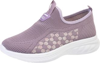 Generic 2026 Running Shoes Ladies Flyweaving Mesh Sports Casual Socks Breathable Plus Size Lightweight Sneakers (Purple, 5.5)