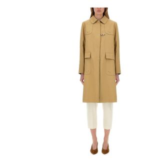 Fay Single-Breasted Coats, female, Beige, Size: XS Cappotto Tasche a Toppa