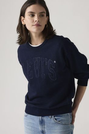 Levi's Felpa a girocollo Heritage con stampa - Donna - 2XS - Blu / Levis Raw Edge Applique N Indigo