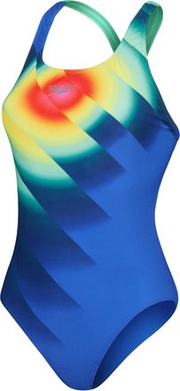 Speedo Dames/Dames Opleg Digitaal Powerback Eendelig Zwempak (Blauw/Groen/Geel)
