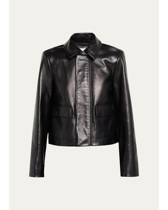 Brandon Maxwell Remi Leather Zip Jacket