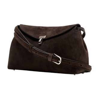 Toteme Womens T-Lock Clutch Brown Calfskin