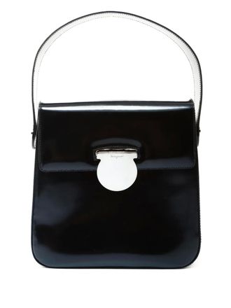 Ferragamo Borsa tote in pelle verniciata 1990-2010 - Nero