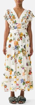 Camilla Flutter Sleeve Midi Dress With Frill Detail in Magic Of The Mercado at Nordstrom, Size Xx-Large