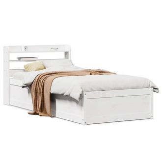 Berkfield Home Bed Frame with Headboard White 75x190 cm Small Single Solid Wood Pine