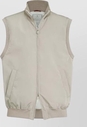 Brunello Cucinelli high-neck sleeveless quilted vest pockets