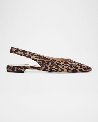 Stuart Weitzman Stassi Leopard Grosgrain Slingback Flats