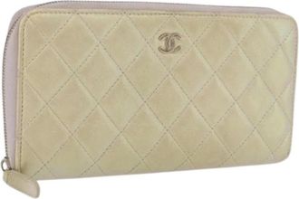Chanel Pre-owned Vintage Lange Portemonnee - Dames - Vintage Accessoires - Beige - ONE Size - Leer - Vintage
