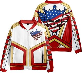 Generic Cody Rhodes Thin Baseball Jacket - Unisex Lightweight Varsity Jacket Casual Spring Streetwear Uniform for Men and Women (Red,XXL)