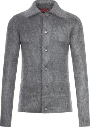 Gucci Truien & Vesten, Heren, Grijs, M, Wol, Geborsteld Mohair Wollen Vest