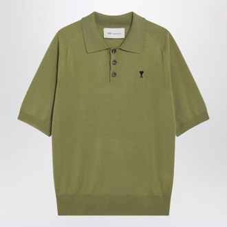 Ami Ami De Coeur Matcha Green Wool Polo Shirt