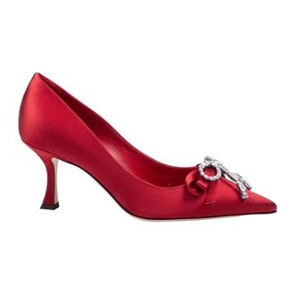 Jimmy Choo London Schoenen, Dames, Rood, 37 1/2 EU, Satijn, Auria Satin Pumps