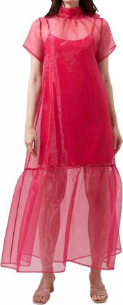 Sugarlips Dime Organza Mockneck Maxi Dress In Red