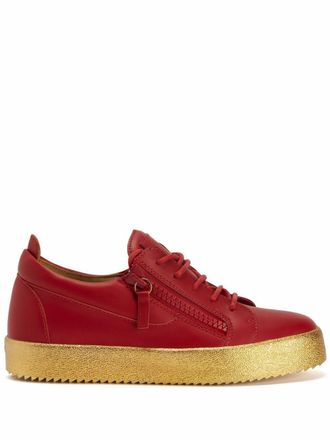 Giuseppe Zanotti London TR Uomo Red Leather Gold Ski Buckle