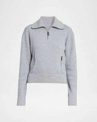 Victoria Beckham Cashmere Knit Quarter-Zip Sweater