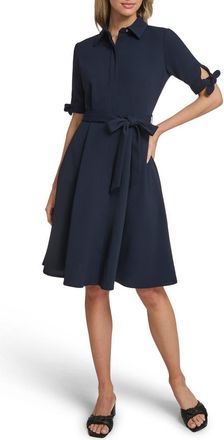 Calvin Klein Tie Sleeve Crepe Shirtdress in Indigo at Nordstrom Rack, Size 14
