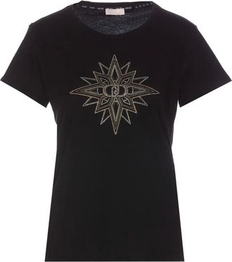 Liu Jo star-embellished crew-neck T-shirt - Black