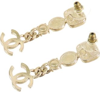 Chanel 2021 CC Gold Plated Faux Pearl and Rhinestone Drop Earrings costume earrings - women - Gold Plated/Pearl/Crystal - One Size
