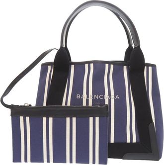 Balenciaga Pre-owned Balenciaga Canvas Striped Navy Cabas S Ladies D33R3BLAZUUFR0RM