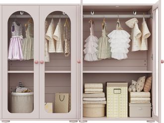 STILVORA Armario Con 2 Puertas, Barra Y Estantes Ajustables, Puertas Transparentes, En Mdf Y Acr&iacute;lico, Rosa, 80&times;50&times;120 Cm