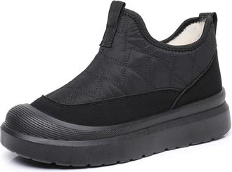 Generic Womens Slipper Shoes Lightweight House Shoes Slip-On Winter Booties Anti-Slip With Fur Lining Ankle Boots Gift For Mom(Black,6.5 UK)