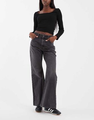 Levi's Jeans a zampa neri stretti in vita-Nero