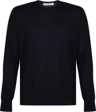 Golden Goose Lichtgewicht Gebreide Trui - Heren - Ronde hals truien - Blauw - XL - Wol - Truien & Vesten