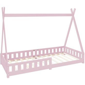ML Design Ml-design - Lettino per Bambini Design Teepee con Sponde Protezione Anticaduta Recinzione Rete a Doghe 90 x 200 cm Letto Tenda Indiana da Gioco in