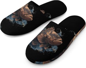 Generic Sea Grouper Fish Swimming Mens House Slippers Slip Indoor Slipper On Shoes Warm Outdoor