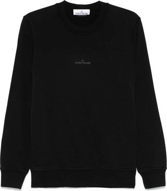 Stone Island Cotton Fleece Crewneck Sweatshirt with Logo Print