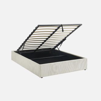 Sweeek Cama Con Somier Abatible Y Cabecero 140x190cm, Acabado En Pana Fina