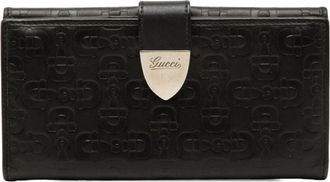 Gucci Black Leather Long Wallet (Bi-Fold) (Pre-Owned)
