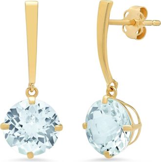 MAX + STONE 14k Yellow Gold Solitaire Round-Cut Gemstone Drop Earrings (8mm)