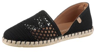 Verbenas Espadrille VERBENAS Carmen Crochet-Lino Paris, Damen, Gr. 36, schwarz, Textil, Schuhe Espadrille, Slipper, Sommerschuh, Strandschuh im H&auml;kel-Look