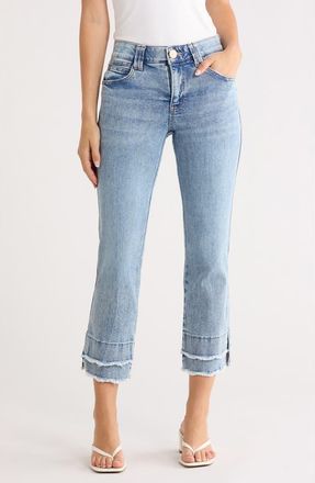 Democracy Scalloped Double Fray Hem Crop Flare Leg Jeans in Light Blue Artisanal at Nordstrom Rack, Size 10