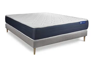 Actisom Somier gris + colch&oacute;n con muelles y viscoel&aacute;stica 160 x 195