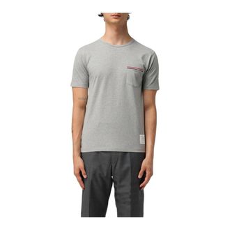 Thom Browne T-Shirts, male, Gray, Size: L Essential Short Sleeve Cotton Jersey Pocket T-Shirt