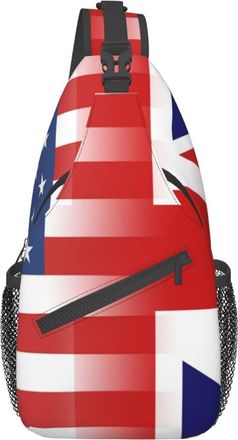 Generic Chest Bag Union-Jack American Flag Daypack Lightweight Strap Daypack Casual Chest Backpack For Camping, Sport, Office