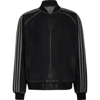 adidas SST Denim Track Jacket in True Black Denim at Nordstrom, Size Xx-Large